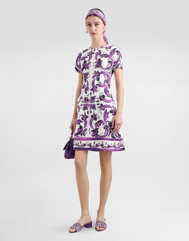 Šaty Dolce & Gabbana Dolce & Gabbana Majolica-Print A-Line Dress Fialová | F6TVATFP9ALHD5DQ, 1