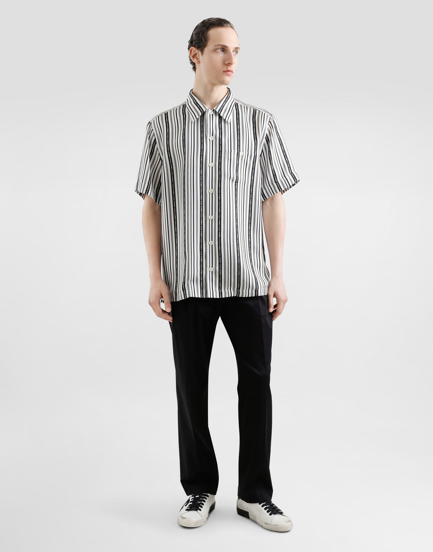 Košeľa Dolce & Gabbana Dolce & Gabbana Silk Logo Stripe Shirt Rôznofarebný | G5JH9TIS1X2HA5KM, 1