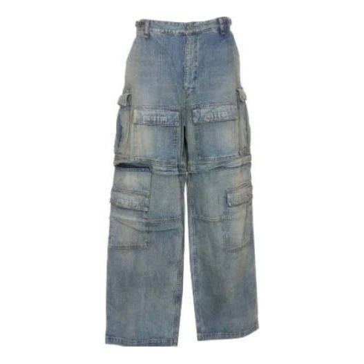 Cargo nohavice Balenciaga Zipper Type 2-Way Cargo Denim Pants Modrá | 773759TPW534868
