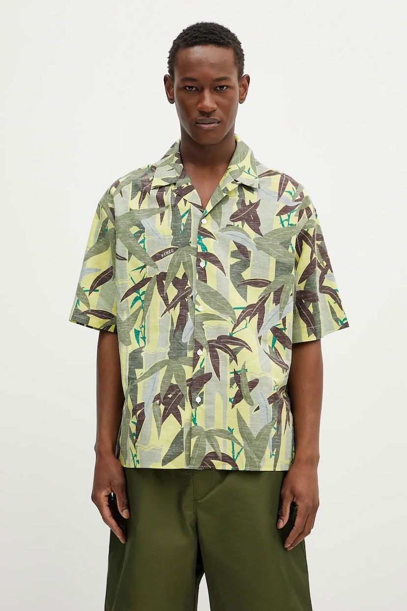 Košeľa KENZO Kenzo Relaxed Linen-Blend Shirt Žltá | FF55CH1309P1.45
