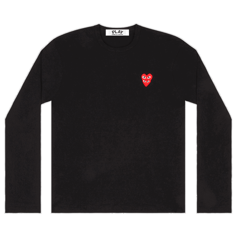 Tričko Comme des Garçons PLAY Double Heart Long-Sleeve Tee Čierna | AZ T292 051 1