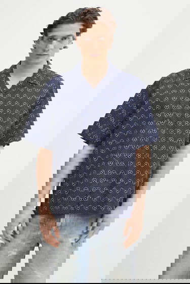 Košeľa Carhartt WIP Short-Sleeve Furoshiki Shirt, relaxed, classic collar Navy | I034549.2UIXX, 0