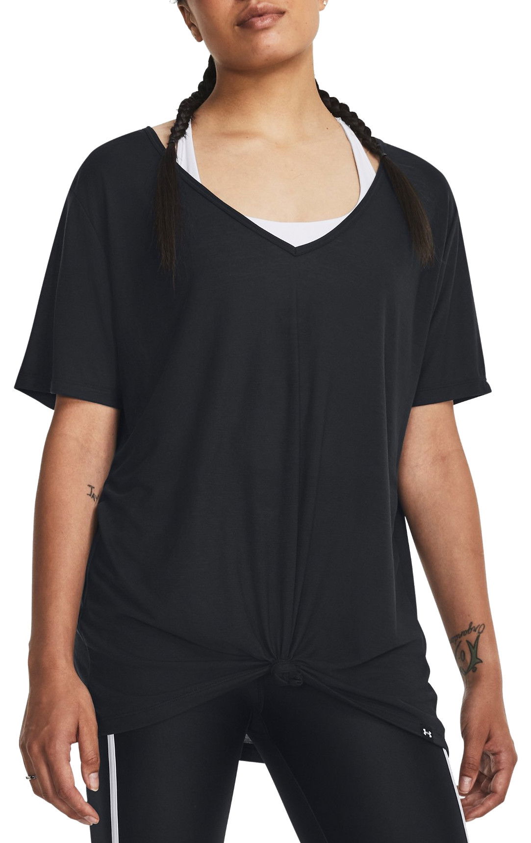 Tričko Under Armour Project Rock Completer Deep V Knotted T-Shirt Čierna | 1380234-001, 0