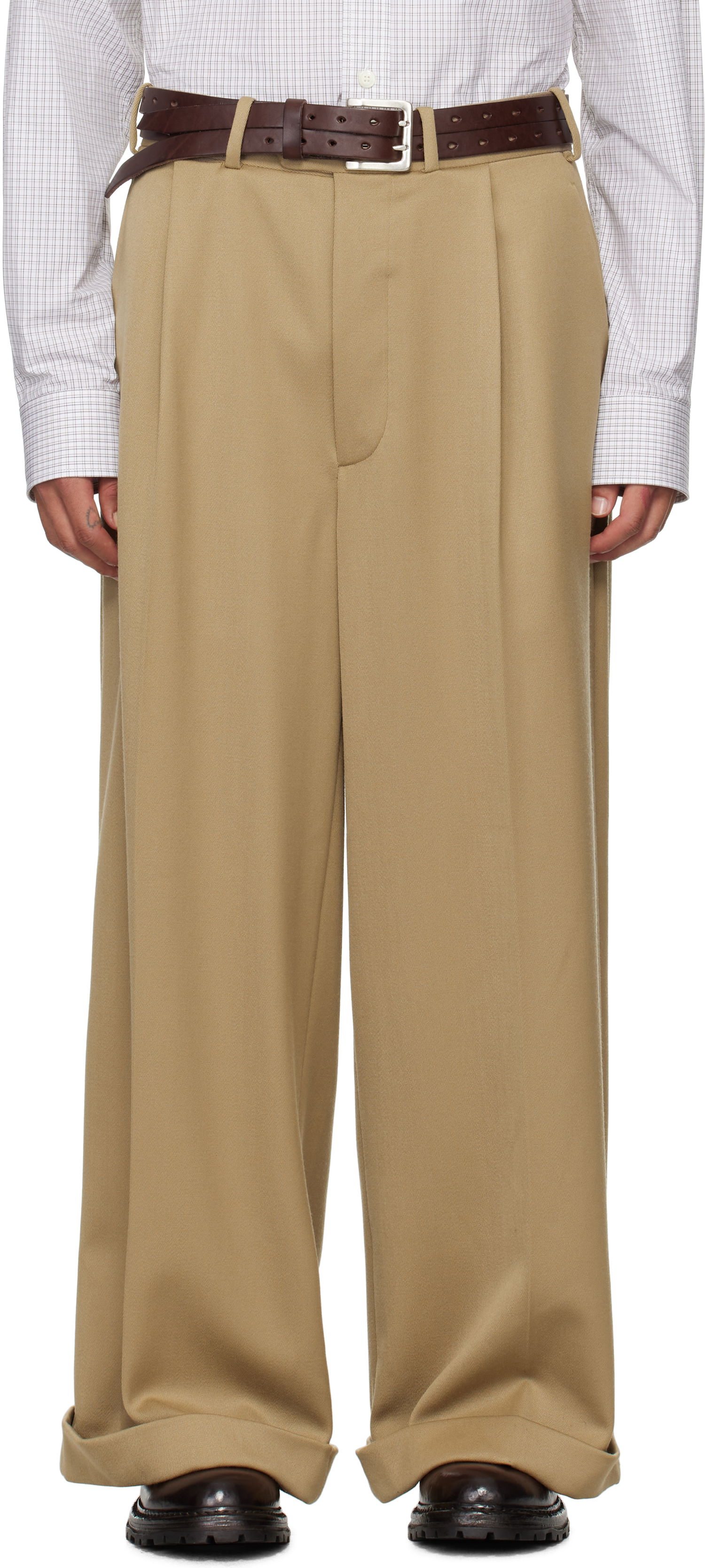 Nohavice HED MAYNER Virgin Wool Trousers Béžová | HMMZ30015A-HZ101, 0
