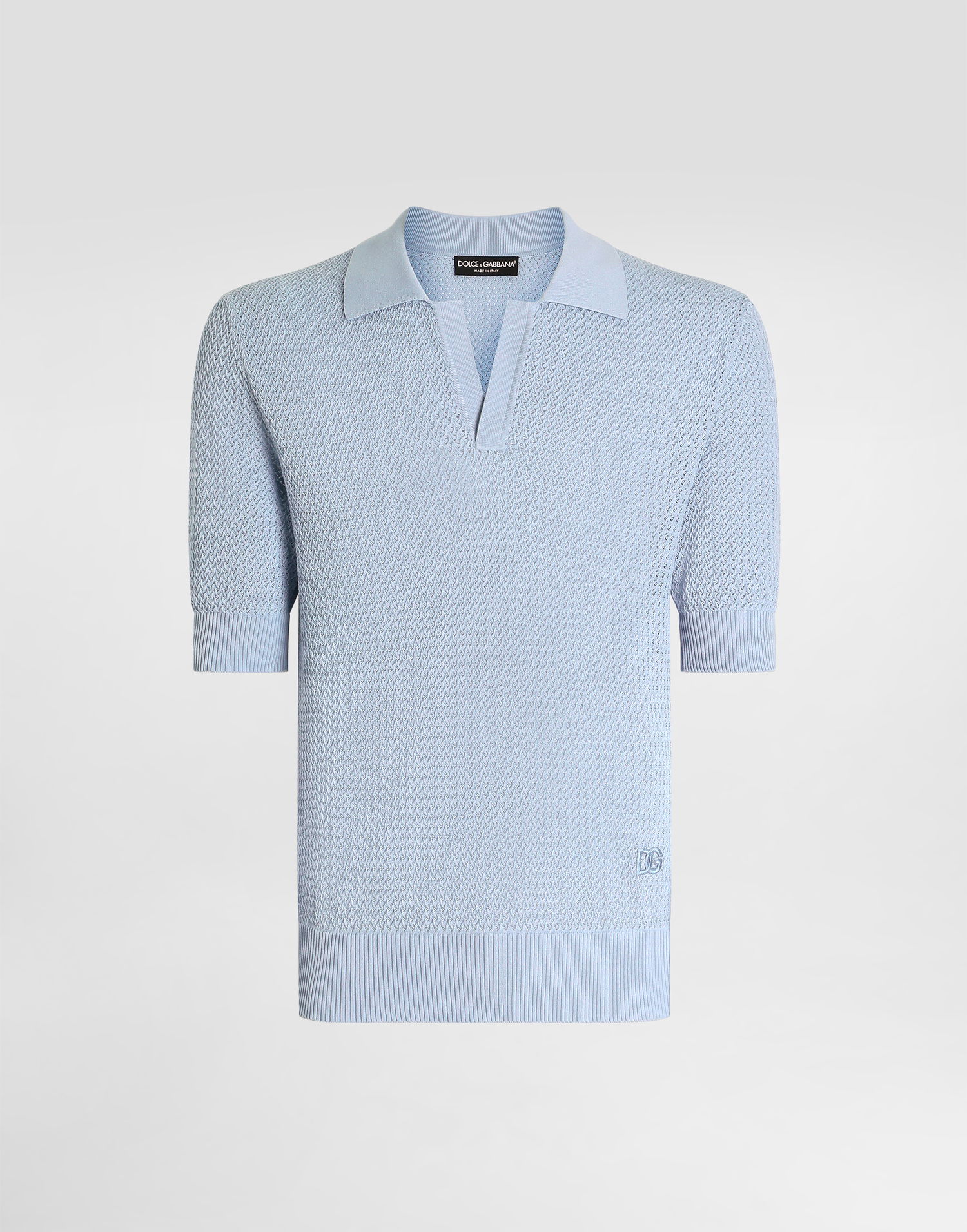 Polo tričko Dolce & Gabbana Dolce & Gabbana Micro-pattern Cotton Polo Shirt Modrá | GXZ73ZJBCGWB1932, 0