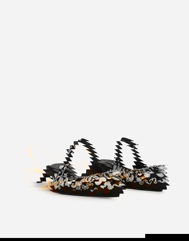 Doplnky Dolce & Gabbana Dolce & Gabbana Satin Embroidered Slingbacks Čierna | CG0801AW1158M691, 1