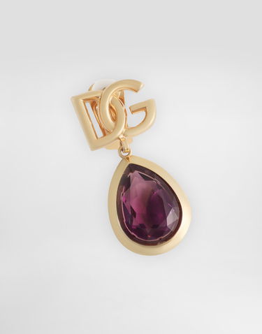 Náušnice Dolce & Gabbana Dolce & Gabbana Logo Clip-on Earrings with Amethyst Crystals Fialová | WER6M4W1111ZOO00, 2