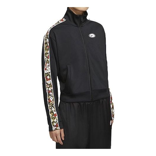 Bunda Nike Sportswear Flowers Print Stand Collar Jacket Čierna | CZ1447-010