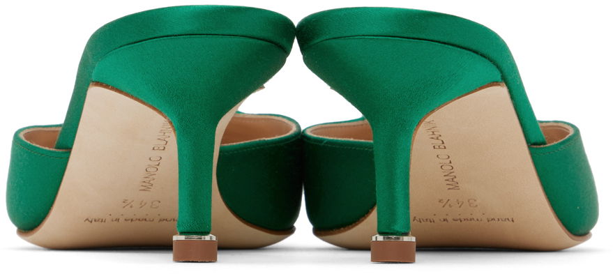 Šperky Manolo Blahnik Manolo Blahnik Hangisimu 50 Satin Mules Zelené | 9XX-0722, 1