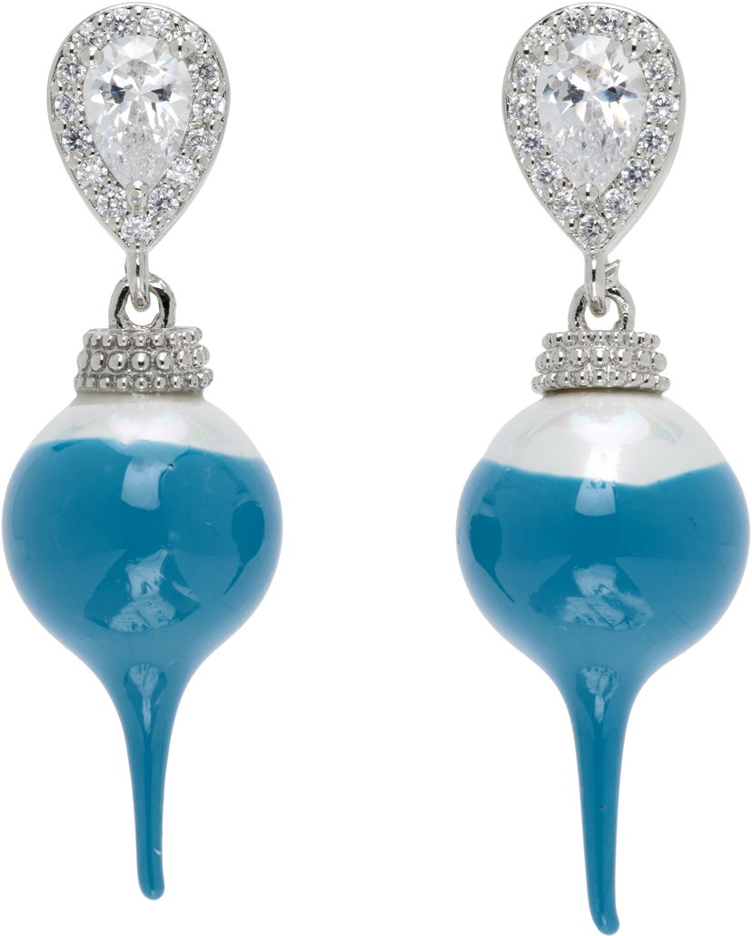 Náušnice Ottolinger Ottolinger Pear-Shaped Crystal Halo Two-Tone Dipped Faux Pearl Drop Earrings Tyrkysová | 125-902425-03