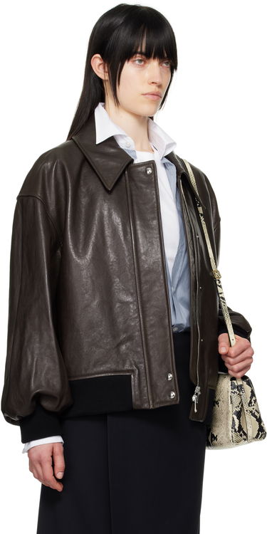 Bomber bunda Khaite Khaite Shelman Leather Jacket Hnedá | 6166729, 1
