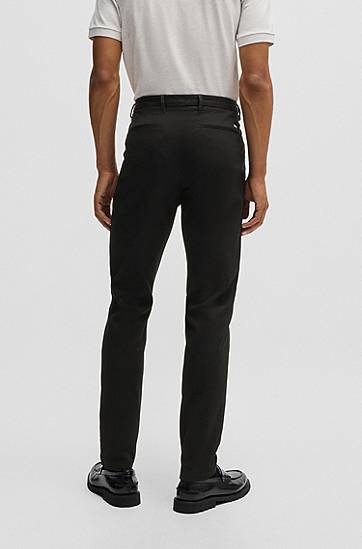 Nohavice BOSS Slim-Fit Stretch Cotton-Blend Chinos Čierna | 50485788, 1