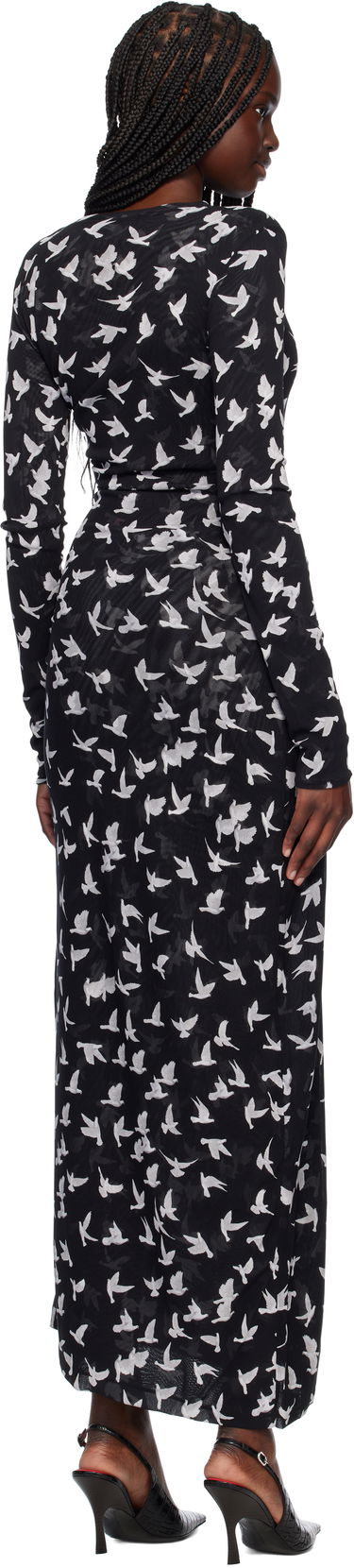 Šaty Stella McCartney Stella McCartney Dove Print Mesh Maxi Dress Čierna | 6J03353SPZ89, 2