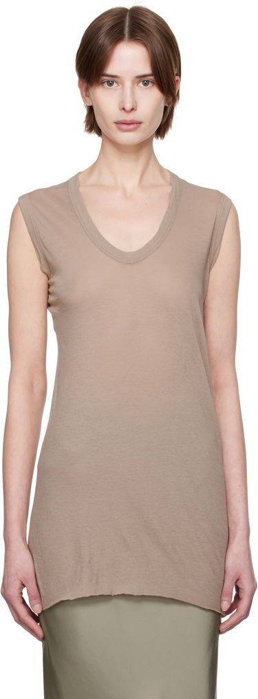 Tielko Rick Owens Rick Owens Hollywood V-Neck Tank Top Béžová | RP01E7102 UC, 0
