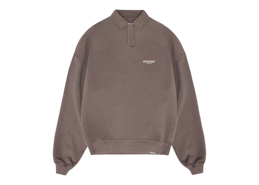 Sveter Represent Clo Represent Owners Club Long Sleeve Polo Sweater Fog Hnedá | MS4024-292