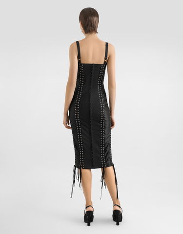 Šaty Dolce & Gabbana Dolce & Gabbana Lace-Up Corset Detail Calf-Length Dress Čierna | F6TUKTGDC1ON0000, 2