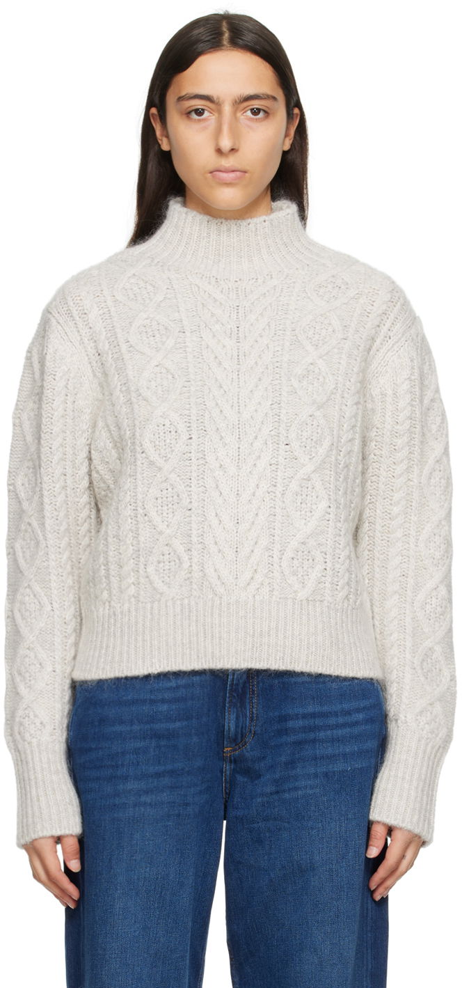 Sveter rag & bone Brody Cable Knit Sweater Šedá | WAS23F036SL36, 0