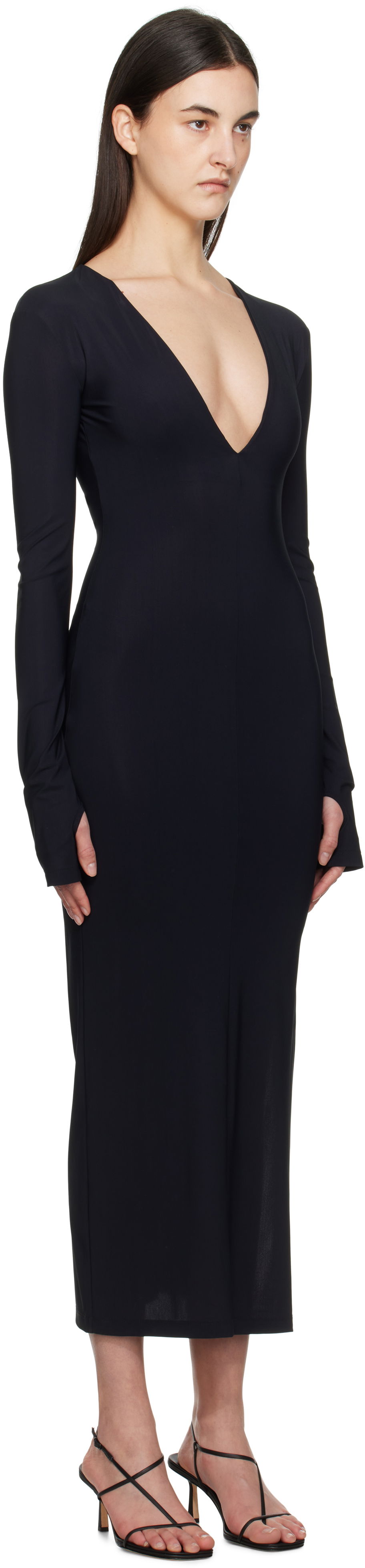 MM6 Maison Margiela Jersey Plunge Maxi Dress