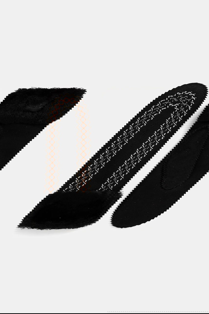 Rukavice UGG Embroidered Suede Mittens with Fur Cuffs Čierna | 100907, 0