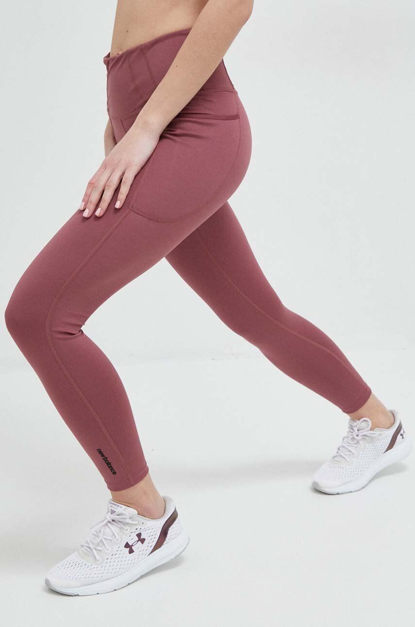 Legíny New Balance Leggings Shape Shield růžová barva, hladké Vínová | WP21112WAD, 0
