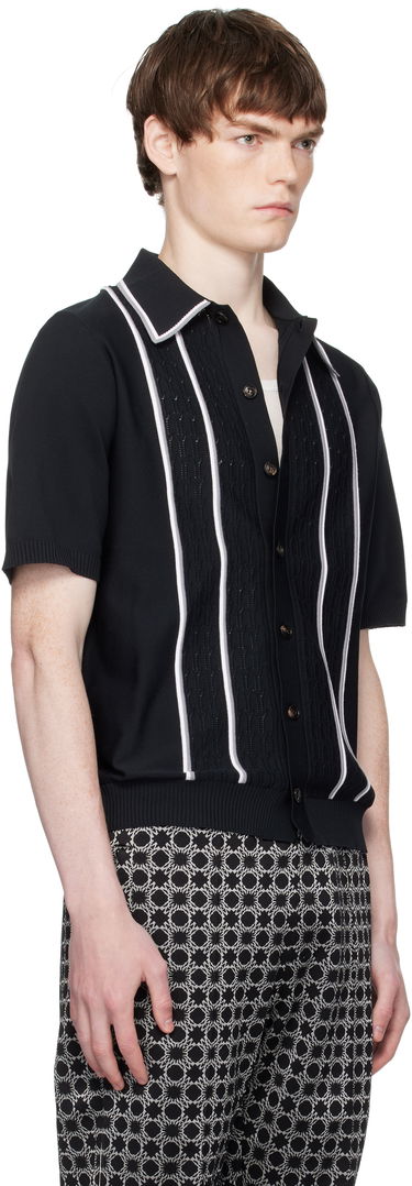 Polo tričko AMIRI AMIRI Script Stripe Knit Polo Čierna | AMKNIR1025, 1