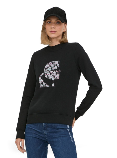 Mikina KARL LAGERFELD Boucle Karl Profile Sweatshirt Čierna | 225W1811