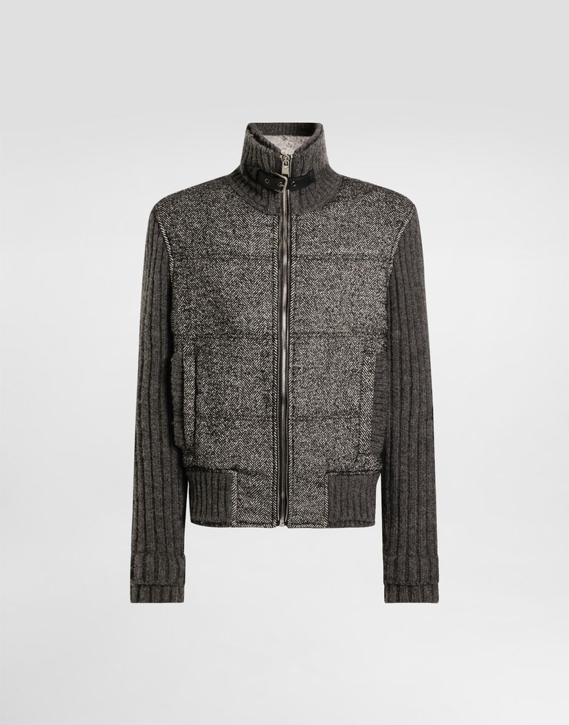 Bunda Dolce & Gabbana Dolce & Gabbana Houndstooth Knit Jacket Šedá | G9BVSTGJ846N0352