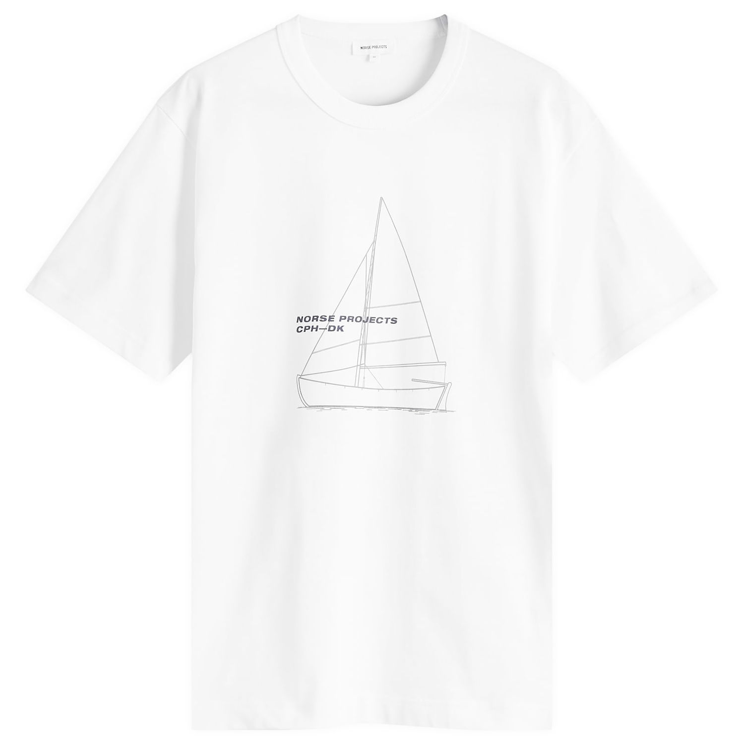 Tričko NORSE PROJECTS Holger Boat Print T-Shirt, Size Medium Biela | N01-0677-0001, 1