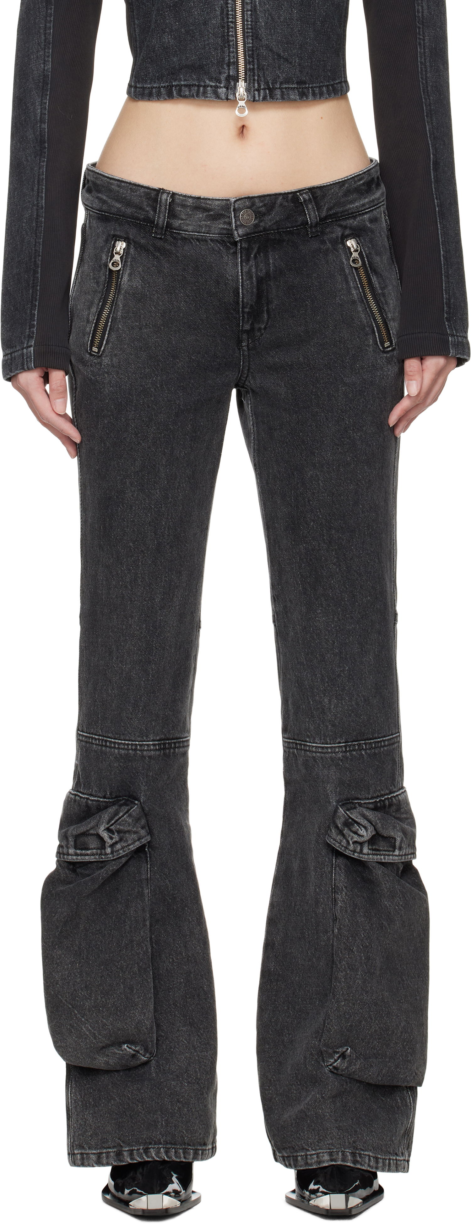 Cargo nohavice Diesel Black D-Poky-S Low Rise Cargo Jeans Čierna | A14739 0CBDH D-POKY-S PANTALON, 0