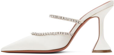 Tenisky a topánky Amina Muaddi Crystal-Embellished Satin Mule Heels Biela | GILDA MULE CL SATIN, 2