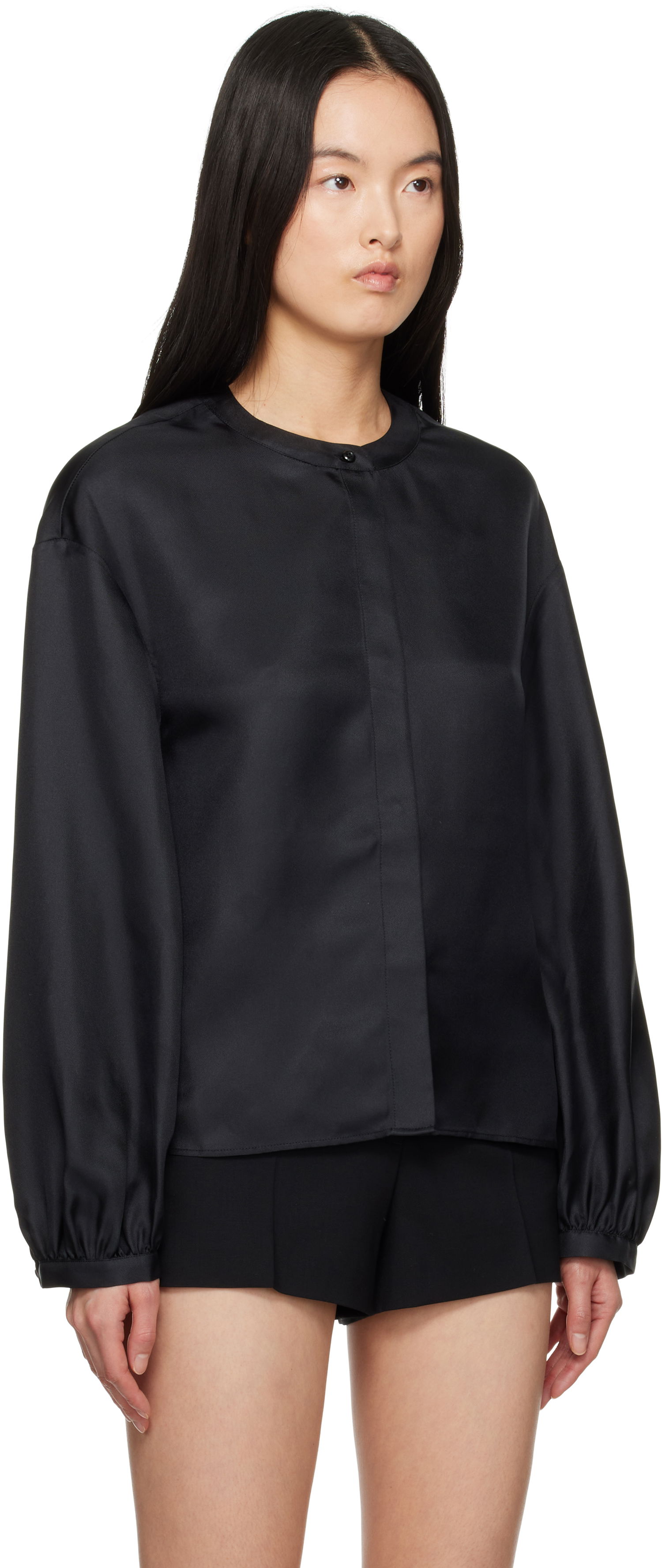 Košeľa Loulou de Saison Loulou de Saison Lea Satin Blouse Čierna | LEA, 1