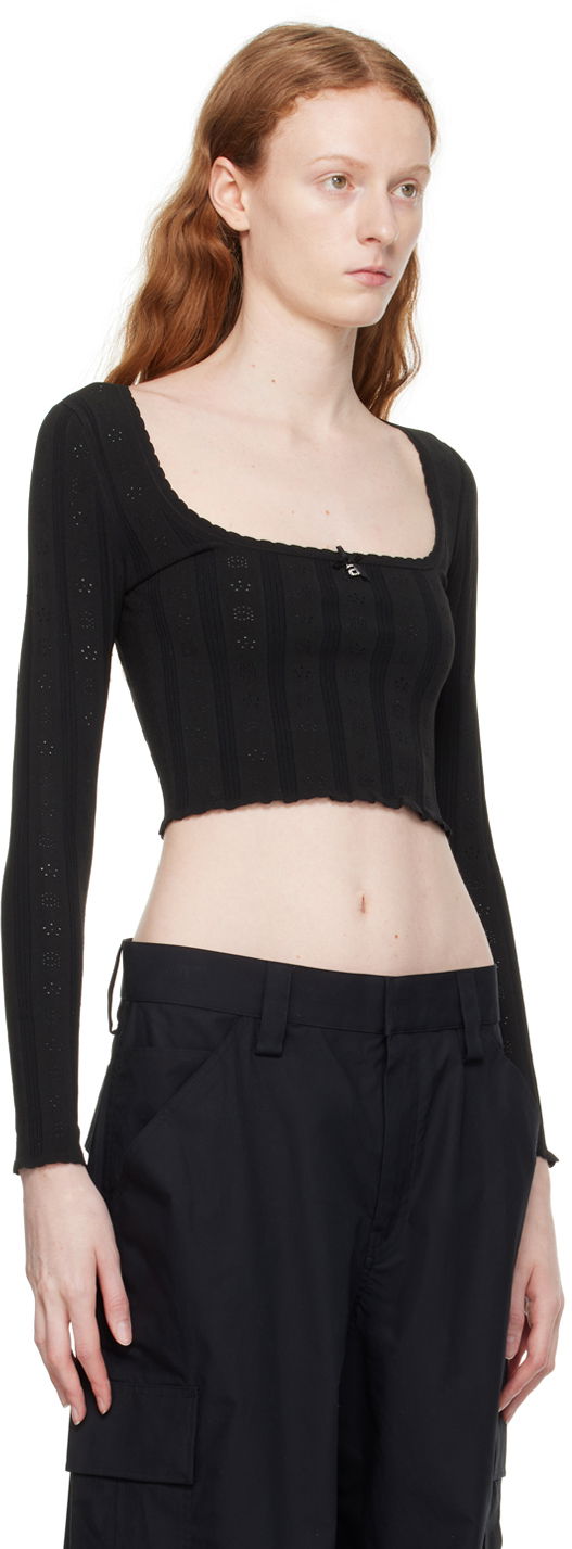 Alexander Wang.t Hardware Long Sleeve Cropped Top