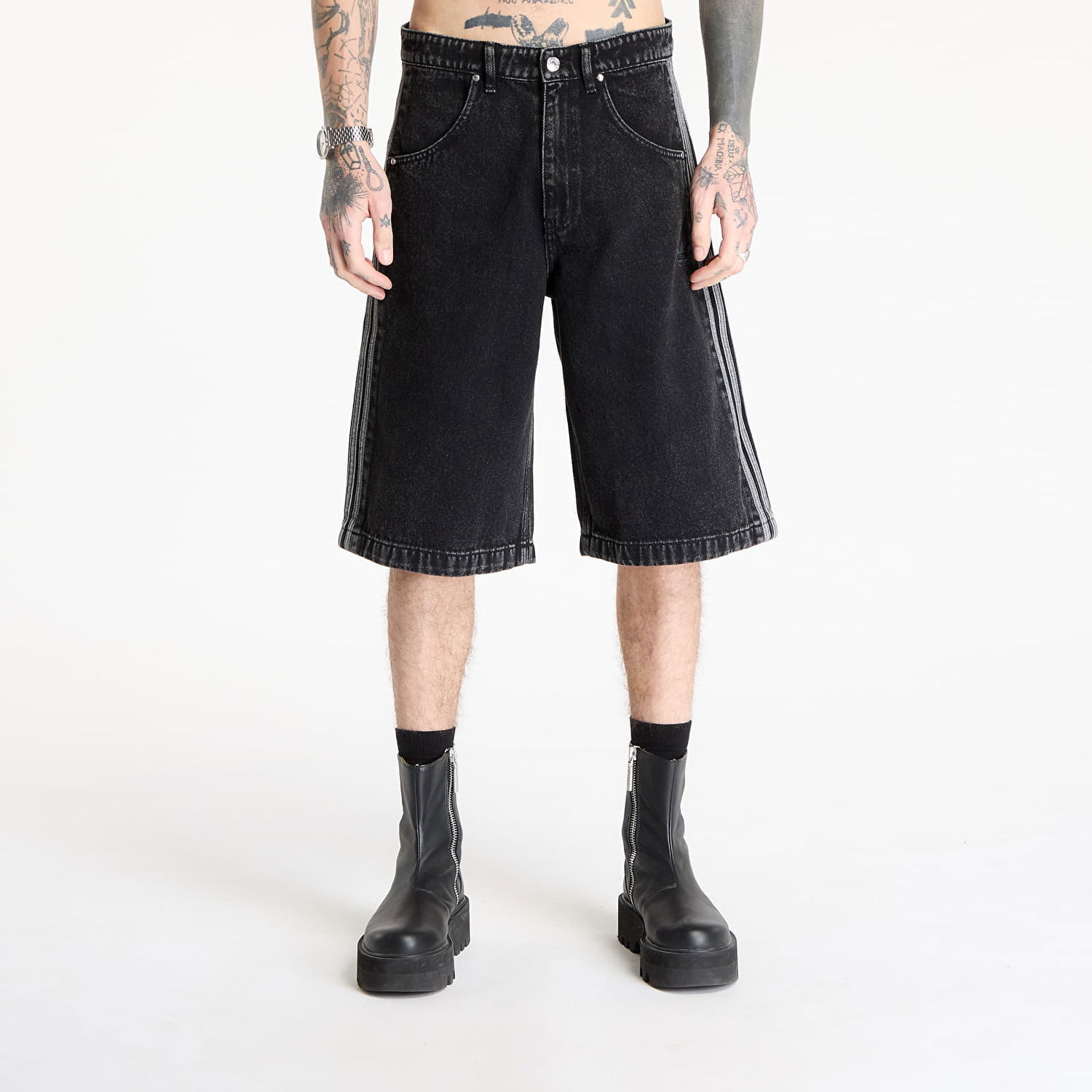 Šortky adidas Originals Firebird Adicolor Denim Shorts Čierna | JC6719, 0