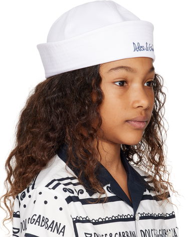 Klobúk Dolce & Gabbana Dolce&Gabbana Embroidered-Logo Sailor Hat Biela | LB5H53 G7O3B, 1