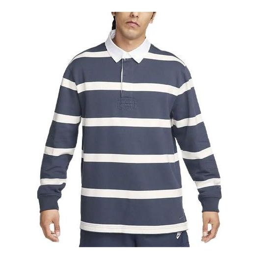 Polo tričko Nike Striped Heavyweight Rugby Shirt Modrá | FN3123-437