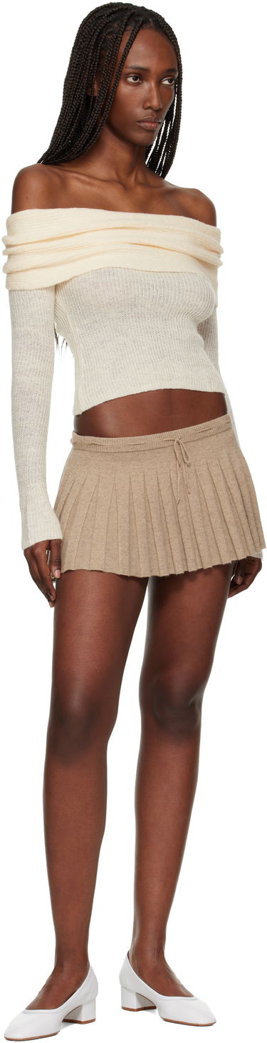 Sukňa GUIZIO Vivienne Pleated Knit Drawstring Miniskirt Béžová | H25309S061, 3