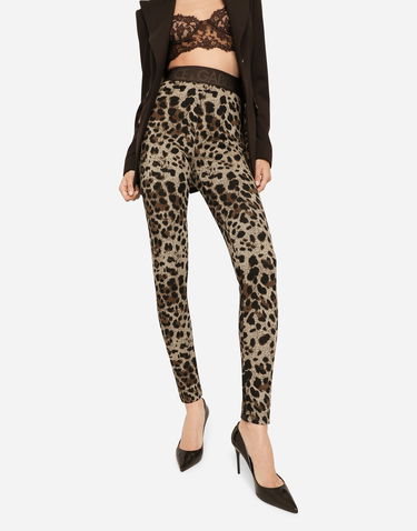 Legíny Dolce & Gabbana Jersey Leggings With Leopard Design Hnedá | FTCQKTFJGASS8350, 3
