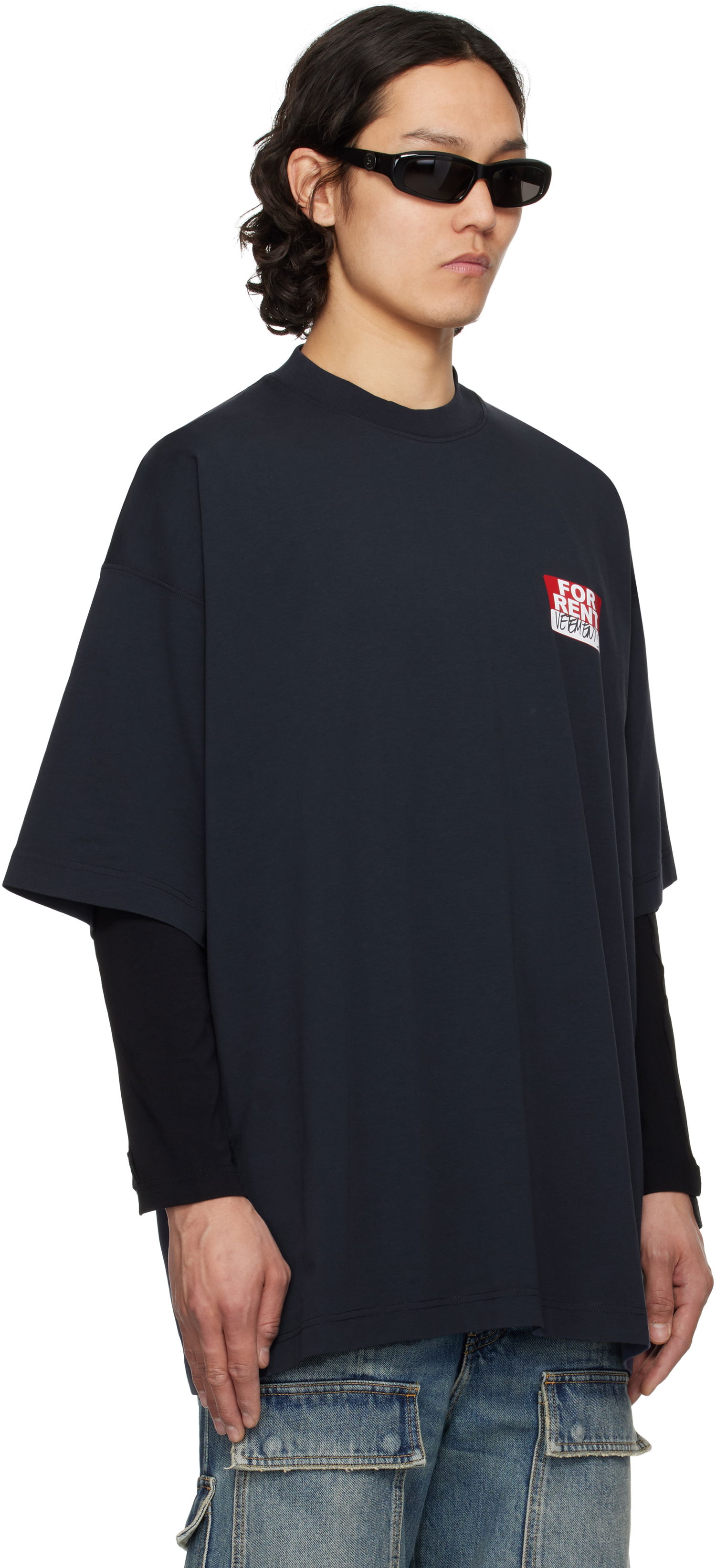 Tričko VETEMENTS Vetements 'For Rent' Oversized T-Shirt Navy | UA66TR745N, 1