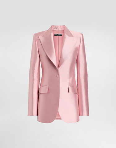 Bunda Dolce & Gabbana Dolce & Gabbana Women's Single-Breasted Silk Shantung Jacket Ružová | F29QGTFU1JKF1452, 0