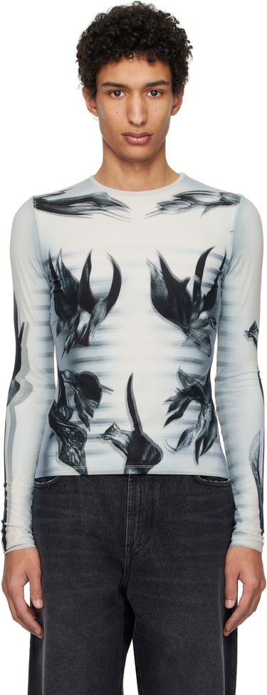 Tričko Jean Paul Gaultier Jean Paul Gaultier Flower Body Morphing Long Sleeve T-Shirt Biela | 25/33-F-TO264-T581-010200, 0