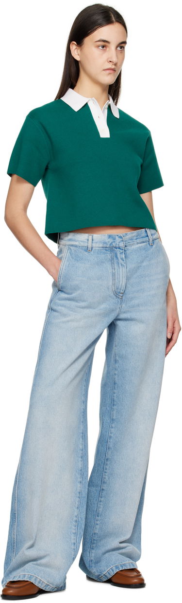 Polo tričko JW Anderson JW Anderson Cropped Knitted Polo Zelené | KW1358-YN0398, 3