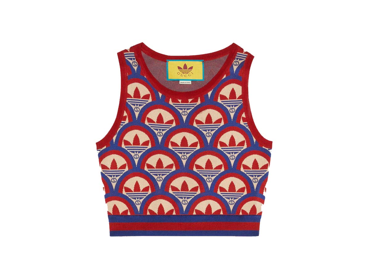 Sveter Gucci adidas x Jacquard Top Red/Blue Červená | 702871 XKCDO 6431, 0