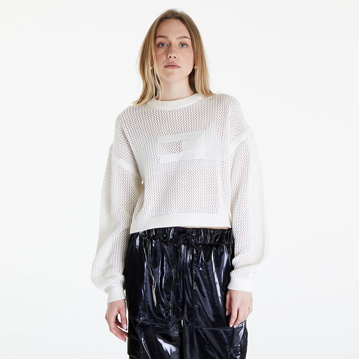 Sveter Tommy Hilfiger Open Stitch Flag Sweater Ancient White Biela | DW0DW17755 YBH, 0