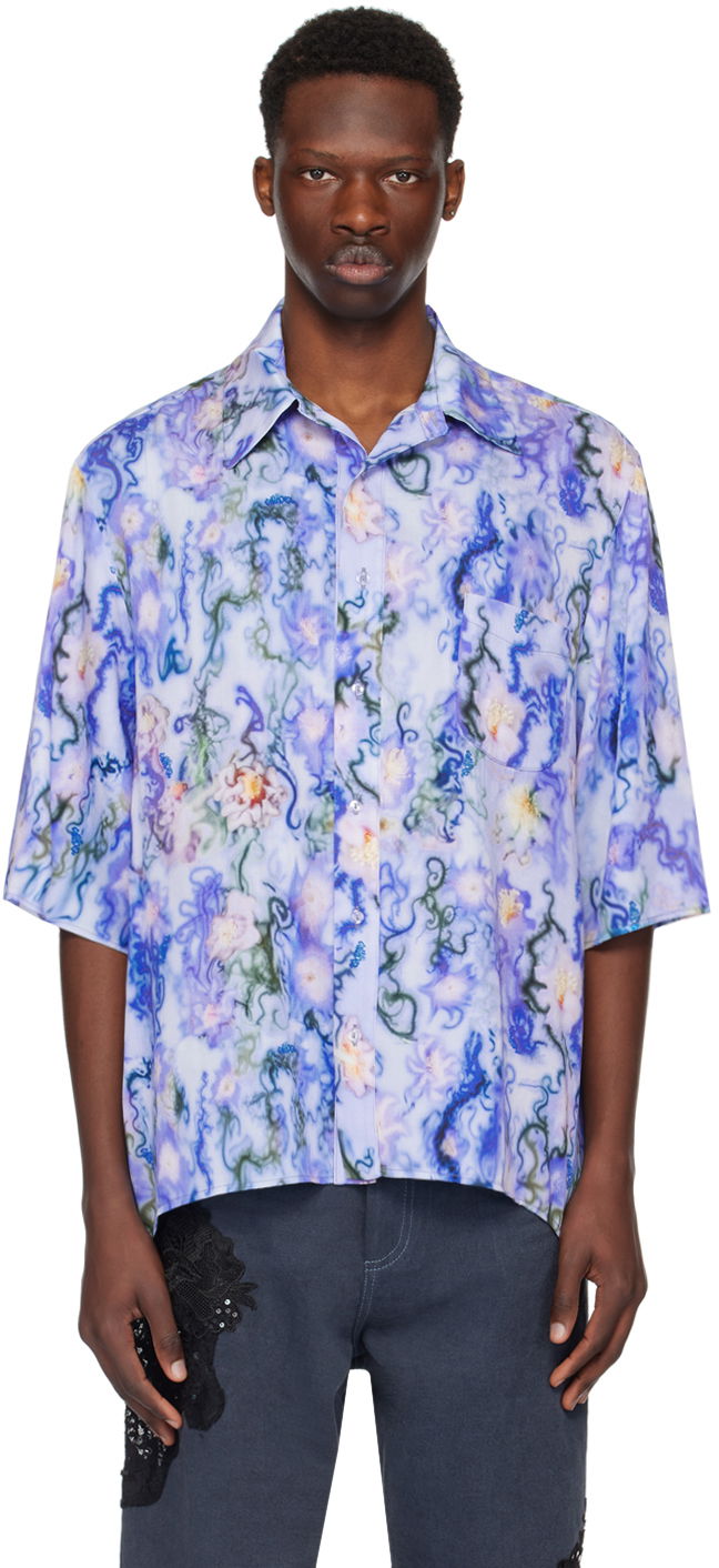 Košeľa Collina Strada Collina Strada Market Print Shirt Modrá | XX3890, 0
