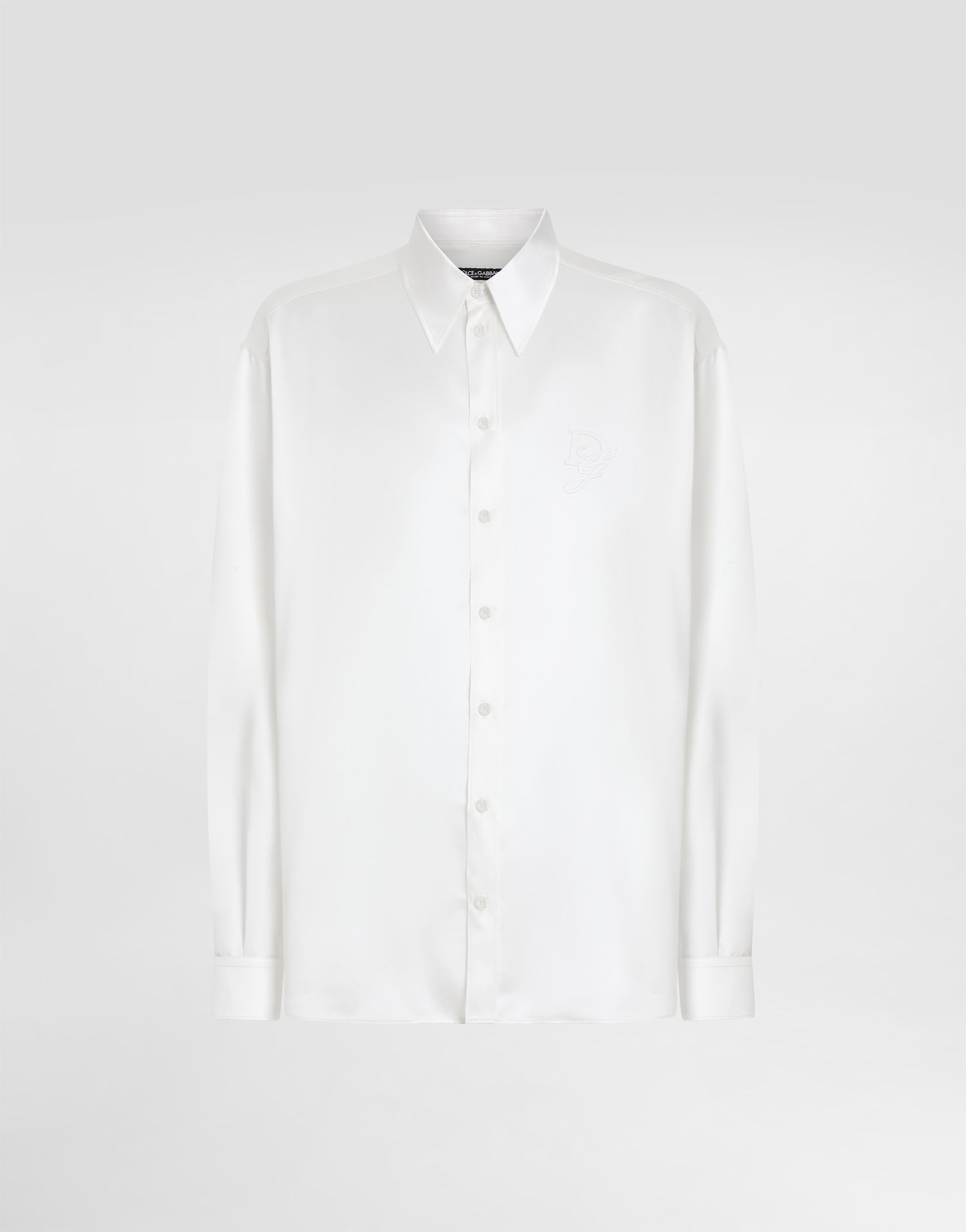 Košeľa Dolce & Gabbana Dolce & Gabbana Silk Shirt With Logo Embroidery Biela | G5IT7ZFU1AUW0800, 0