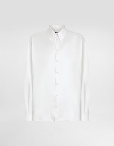 Košeľa Dolce & Gabbana Dolce & Gabbana Silk Shirt With Logo Embroidery Biela | G5IT7ZFU1AUW0800, 0