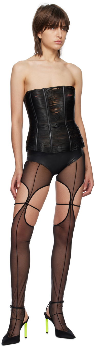 Podprsenka Miaou Miaou Hannah Jewett Flux Faux-Leather Corset Čierna | 7088VLBLK, 3