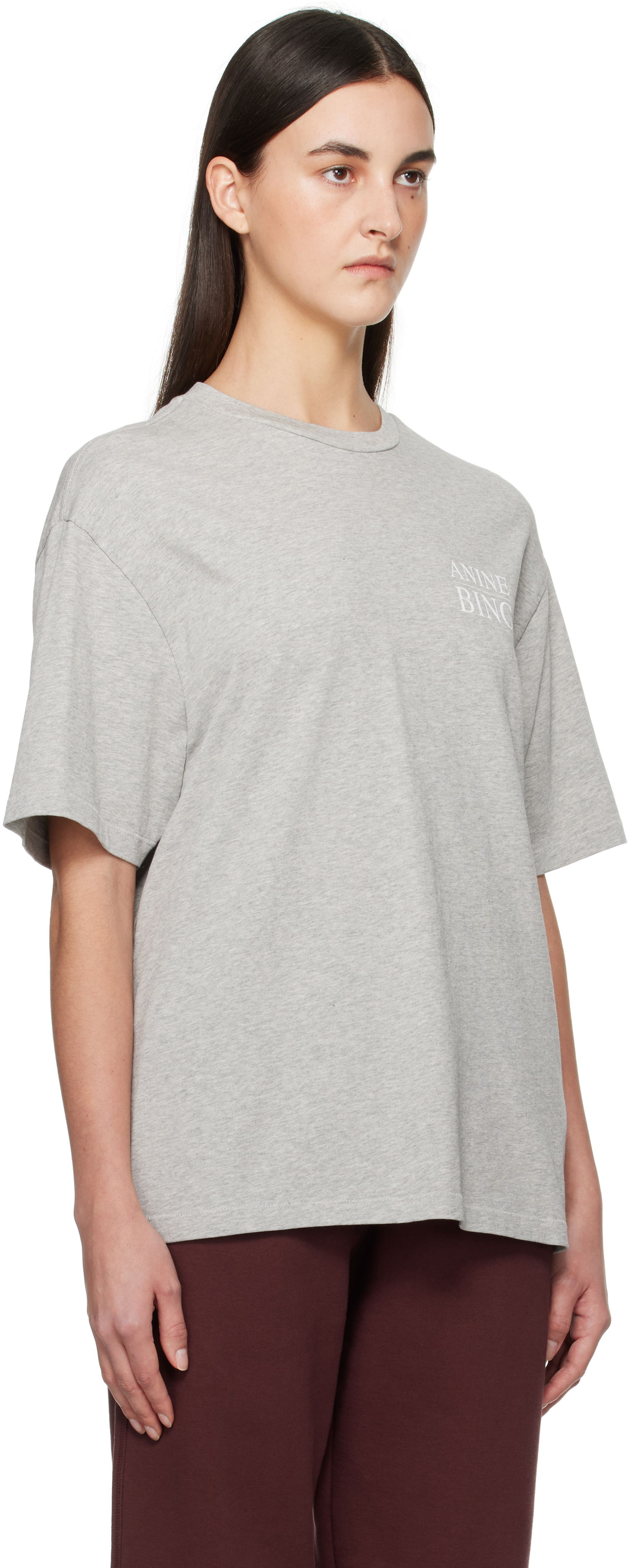 Tričko Anine Bing Anine Bing Myers Serif T-Shirt Šedá | A-08-10522-WAGR1, 1