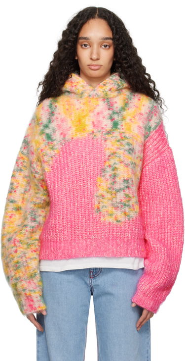 Sveter ERL ERL Bicolor Swirl Knit Hoodie Ružová | ERL10N008, 0