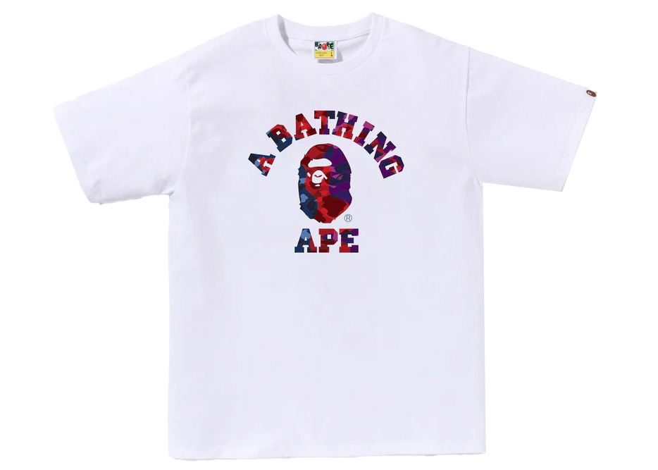 Tričko BAPE Color Camo Crazy College Tee Biela | 1J30-110-047, 0
